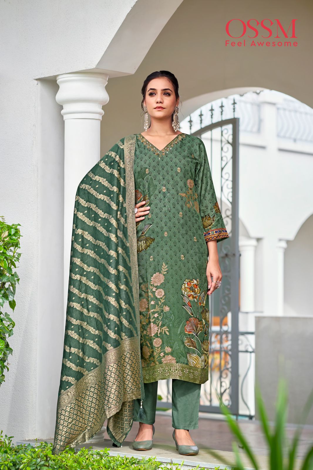 Mandira By Ossm Jacquard Digital Printed Kurti With Bottom Dupatta Wholesale Price In Surat

